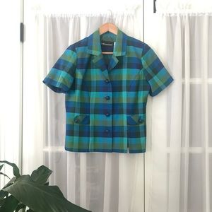 Vintage Sag Harbor Plaid Dome Button Down Top